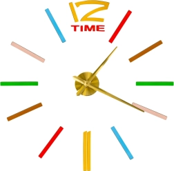 Nástěnné nálepovací hodiny DIY s nastavitelným průměrem, zlaté ručičky, barevné značky