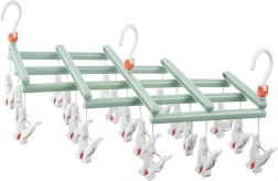 Skládací závěsný sušák s kolíčky, 19 kolíčků, zelený