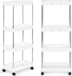 Plastový stojan do koupelny se 4 policemi na kolečkách