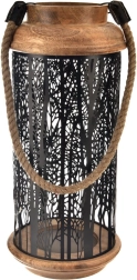 Svícen z mangového dřeva a kovu black 40 cm