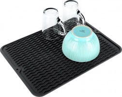 Silikonová odkapávací podložka na nádobí černá 40 × 30 cm