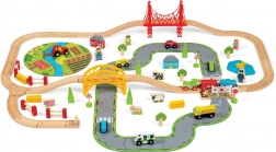 Dřevěná vláčkodráha s venkovskou cestou od Bigjigs Rail