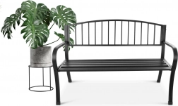 zahradní kovová lavice s opěrkou pro terasu a balkon