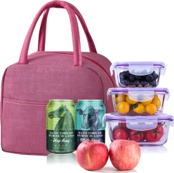 Izolační termotaška na oběd, piknik a pláž – růžová