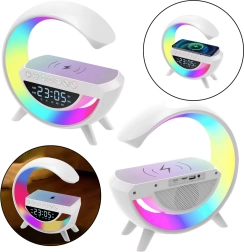 Multifunkční noční lampička s budíkem a indukční nabíječkou