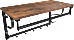 Nástěnná loftová police s věšáky a tyčí