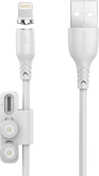 Magnetický nabíjecí kabel 3v1 FONENG X62, USB na USB‑C / Lightning / Micro USB, 1 m, bílý