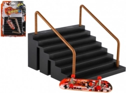 Prstový skateboard se schody a zábradlím 9 cm