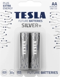 Alkalické baterie TESLA SILVER+ AA (LR6) 1,5 V, balení 2 ks