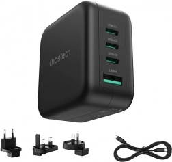 Síťová nabíječka Choetech 70W GaN s adaptéry pro USA, EU, UK a AU