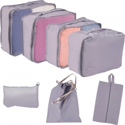 Cestovní organizéry do kufru – sada 7 ks, voděodolné tašky a vak na boty – Šedá