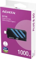 externí SSD ADATA SC735 1 TB USB‑C (USB 3.2 Gen 2) 1050/1000 MB/s, modrá