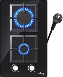 IsEasy dvouzónový skleněný plynový sporák