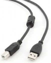 USB 2.0 kabel A–B 4,5 m s feritovým jádrem, pozlacené kontakty