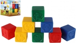 Barevné plastové kostky pro děti se zvířátky, sada 8 ks