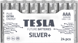 Alkalické baterie TESLA SILVER+ AAA LR03 1,5 V, balení 10 ks