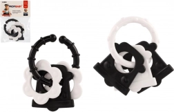 Kousátka pro miminka – černobílé tvary, chrastítko a úchyt