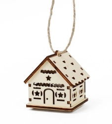 Dřevěný domeček s hvězdičkami a LED svíčkou