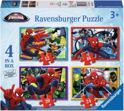 Dětské puzzle Disney Spider-Man 4v1 – 12, 16, 20 a 24 dílků, 19×14 cm