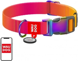 Nylonový obojek pro psy s QR kódem WAUDOG gradient, oranžový, velikost M