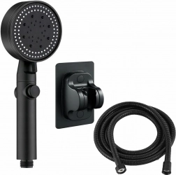 Sprchový set černý 3dílný se sprchou s 5 režimy a funkcí STOP