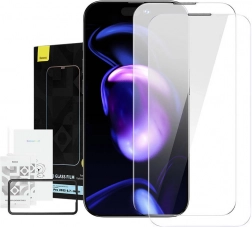 Baseus Crystal tvrzené sklo odolné proti prachu 0,3 mm pro iPhone 14/13/13 Pro – Dvojbalení