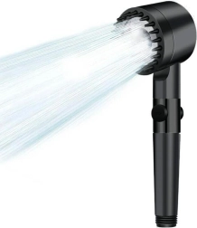 Černá sprchová hlavice se STOP funkcí a regulací proudu