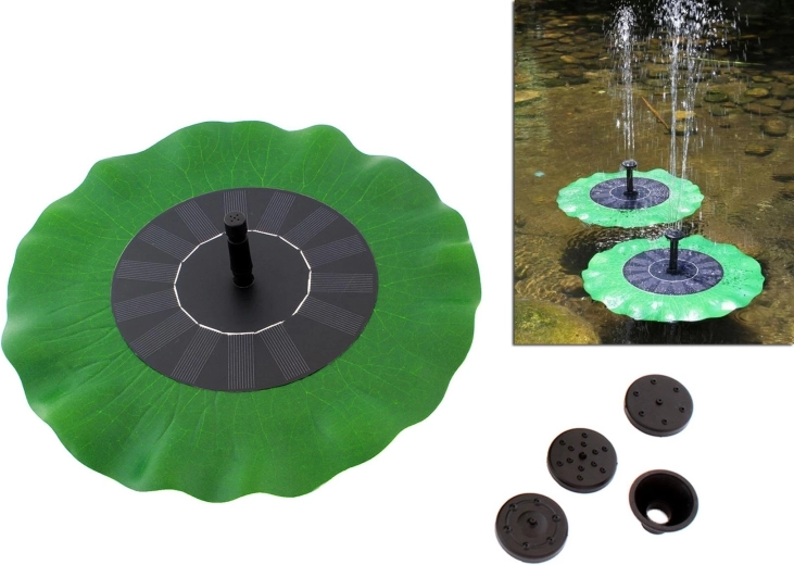 Solární fontána do jezírka ve tvaru listu