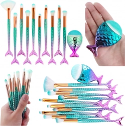 Sada duhových štětců na líčení v tvaru mořského ocasu, 11 ks