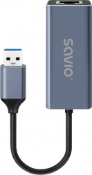 Savio USB-A na RJ‑45 gigabitový ethernetový adaptér