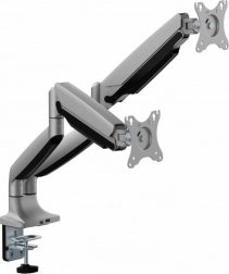 Plynový držák na dva monitory 17–35″ s USB‑A/USB‑C 3.0, heavy duty