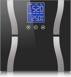 Analytická osobní váha s LCD, skleněná, do 180 kg – černá