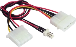 Napájecí rozbočovací kabel 2× Molex na 1× 3pin pro ventilátor