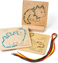 Provlekací dřevěné destičky Dinosauři podle čísel