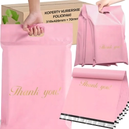 Růžové poštovní poly bagy s uchem 310 × 420 + 70 mm, 50 ks