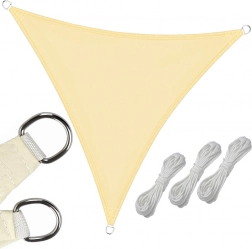 Voděodolná zahradní stínící plachta trojúhelník 3 x 3 x 3 m – krémová