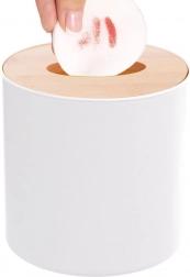 Koupelnový odpadkový koš Whitney 1,5 l – bílý, bambusové víko