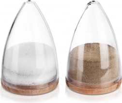 Solnička a pepřenka, sada 2 ks, kuželový design s dřevěným víčkem
