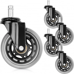 Kaučuková kolečka na kancelářskou židli 75 mm, čep 11 mm, 5 ks