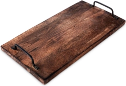 Dřevěný servírovací podnos s kovovými madly 40,5 × 21,5 cm