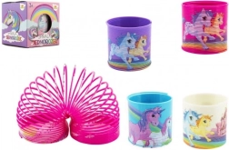 Plastová spirálová pružina s jednorožci, průměr 6,5 cm