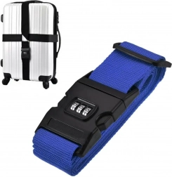 Bezpečnostní popruh na kufr s číselným zámkem – modrý