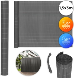 Oboustranná bambusová rohož 150x300 cm na balkon, terasu a plot, antracitová MultiGarden