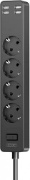 Napájecí lišta XO 4x USB s 1,8m kabelem černá