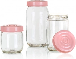 Sada skleněných dóz LINZI 3 ks, růžové víčko