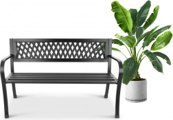 Zahradní kovová lavice s opěrkou do parku, na terasu a balkon