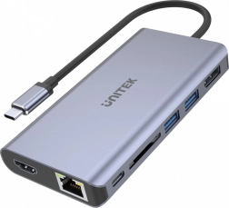 Multifunkční USB-C hub 2x USB 3.1, HDMI 2.0, DP 1.4, RJ45, SD, Power Delivery