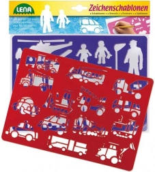 Kreslící šablony s motivem dopravní prostředky a lidé