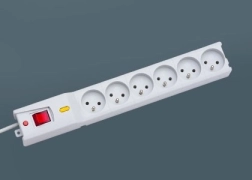 Přepěťová prodlužovací zásuvka Lestar, 6 zásuvek, 3 m, šedá