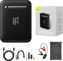 Startovací powerbanka a kompresor 2v1 Baseus Super Energy, 8000 mAh, 1000 A (černá)